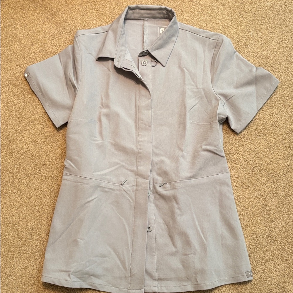 Figs Gray Button Down Shirt